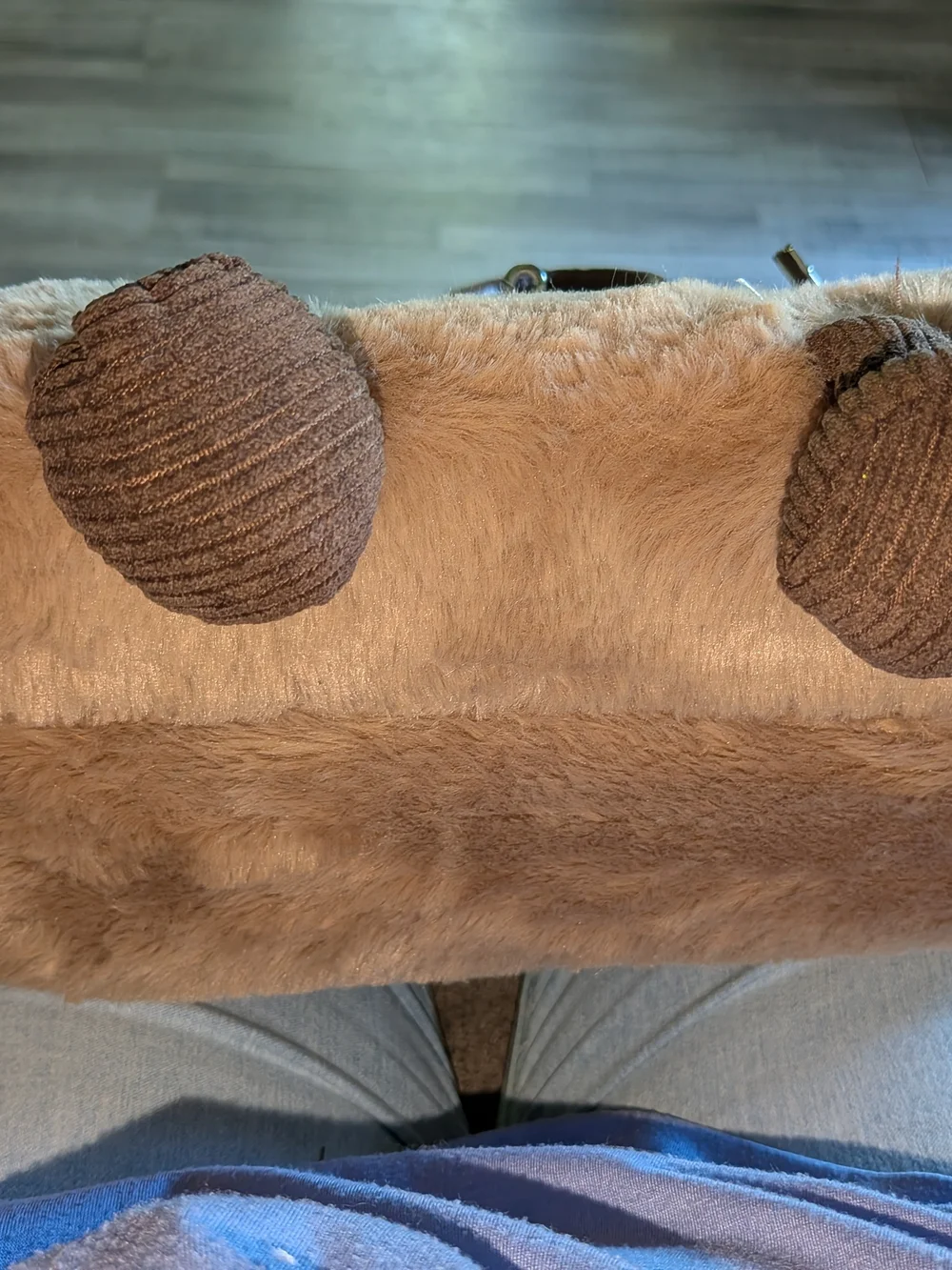 Source Unknown Brown Faux Fur Tote with Smiley Face and Leather-Look Trim